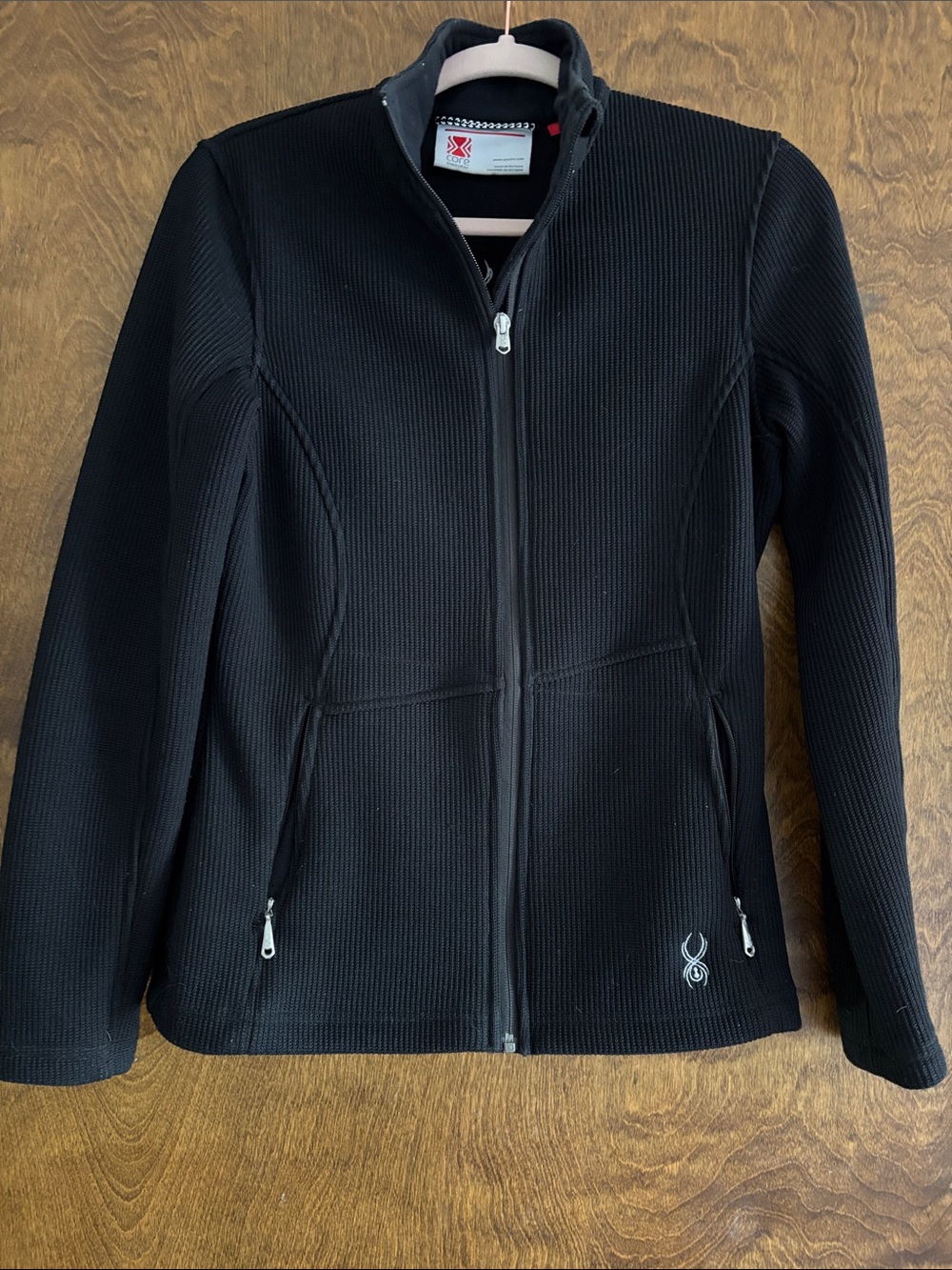 Black Full-Zip Utility Jacket with Subtle Logo